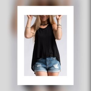 Fashionomics-Black Cross- Back Tank